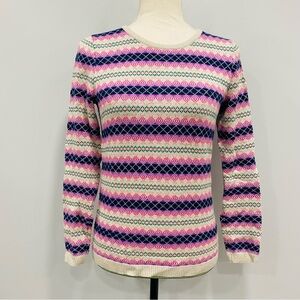 TALBOTS XSP Colorful Fair Isle Stripe Nordic Crewneck Winter Ski Holiday Sweater